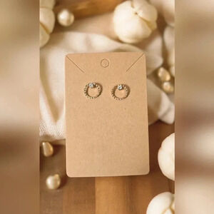 Gold Plated Rhinestone Wreath Stud Earrings